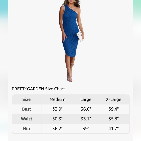 PRETTY GARDEN Rouched One Shoulder Sleeveless Party Cocktail Pencil Dress. NEW! - Picture 12 of 12